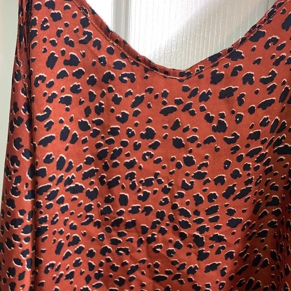 Tan top Entro size large brown leopard print adjustable straps - Picture 2 of 5